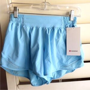 NWT Lululemon Hotty Hot LR Short 4” Lined Size 6 Blue Women's LW7AWBT